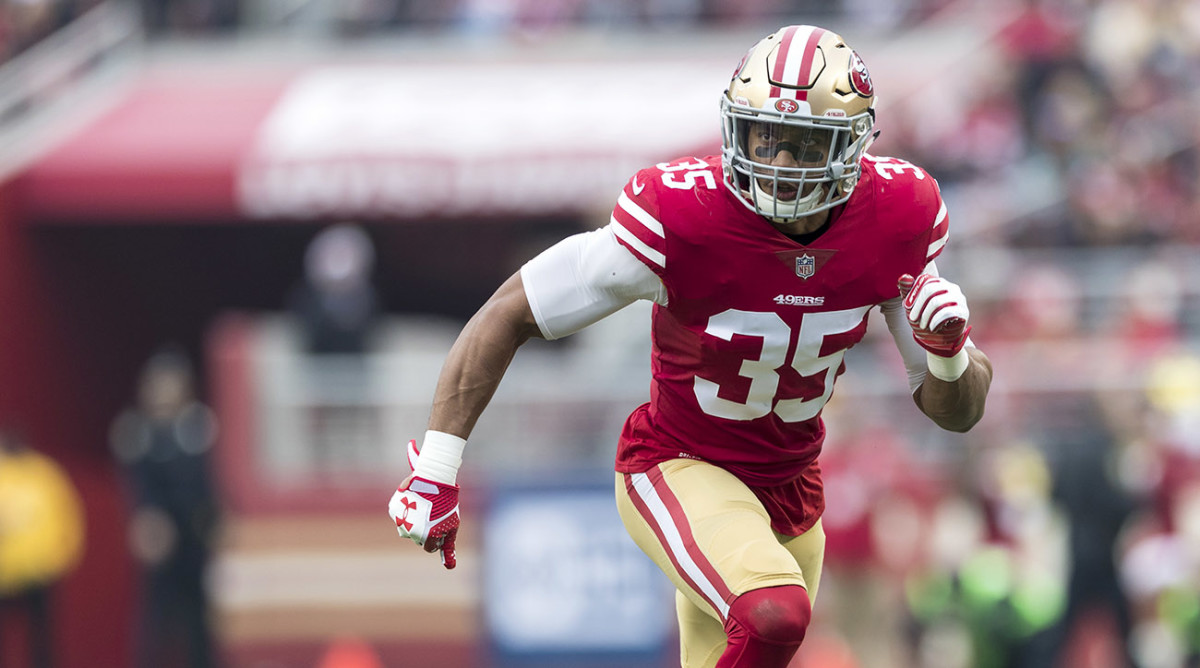 San Francisco 49ers strong safety Eric Reid (35) during an NFL regular season football game against the Jacksonville Jaguars on Sunday, Dec. 24, 2017 in Santa Clara, Calif. The 49ers won, 44-33. (Ric Tapia via AP)